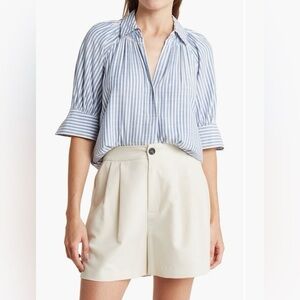 Max Studio NWT❗️Navy and White Striped Button Down Shirt